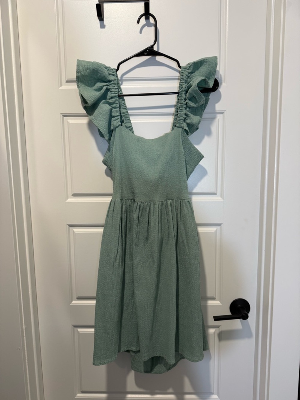 NWT Francesca's Sage Green Ruffle Spring Feminine Dress with Pockets Medium